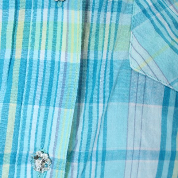 Ratna Shirt Womens M Medium Plaid Rhinestone Buttons Long Sleeve Embroidered - Picture 2 of 7
